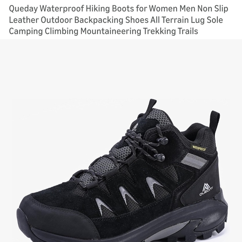 Women's Black Waterproof Hiking Shoes